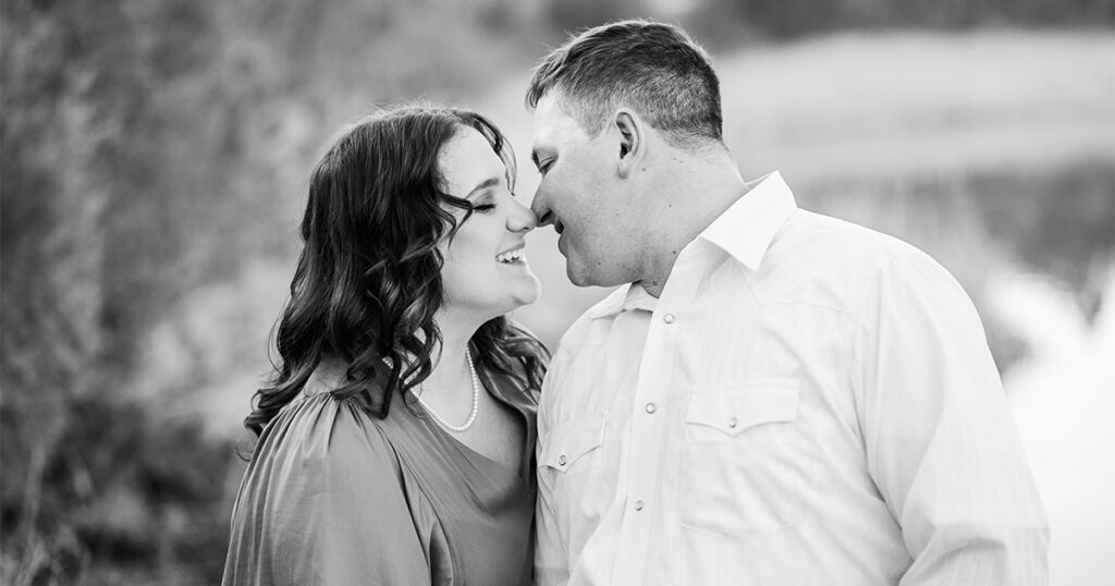 Couple almost kissing in Hot Springs, South Dakota